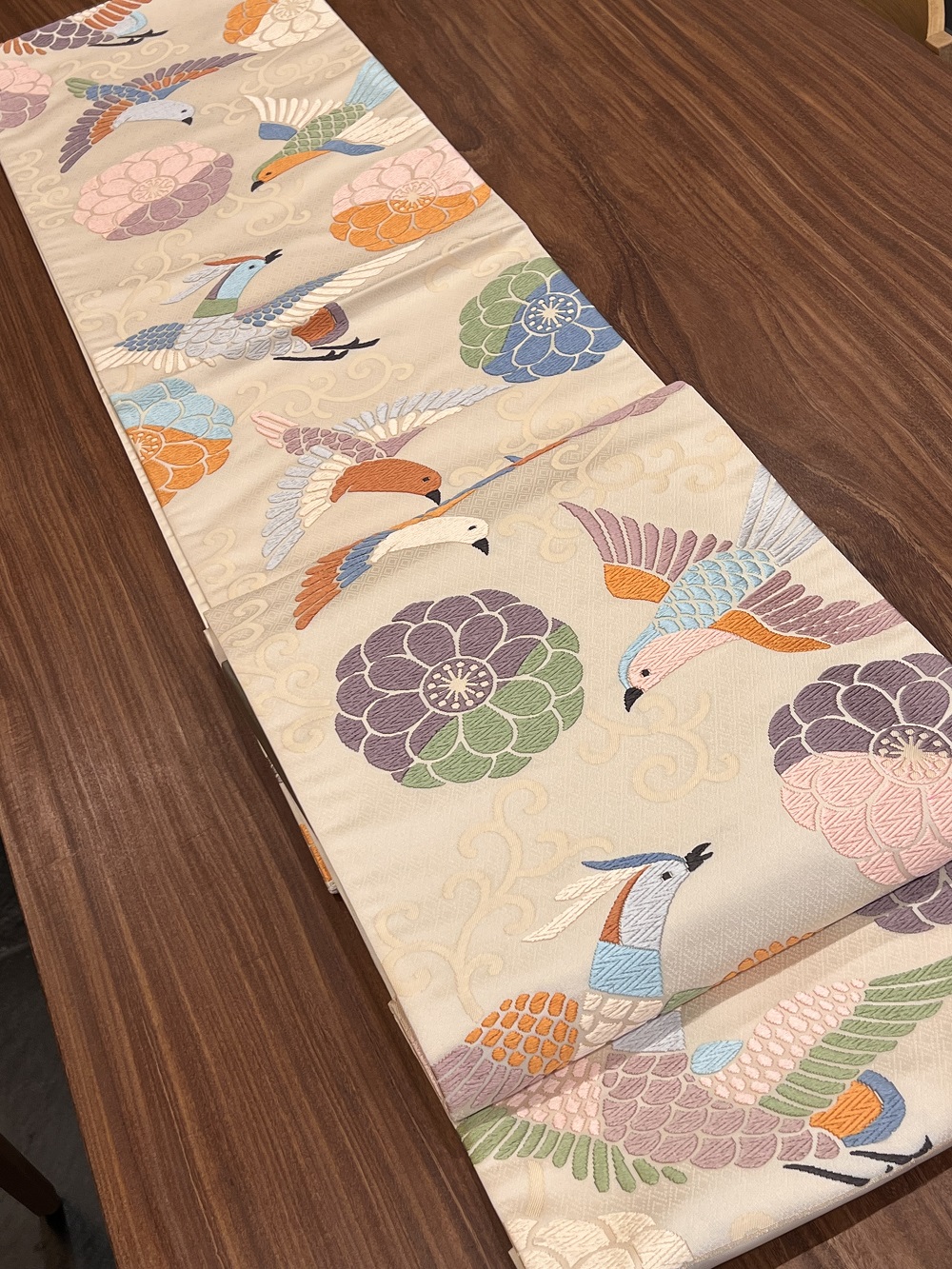 織悦 唐織 袋帯 ”花喰鳥”（全通）：高級呉服の藤和