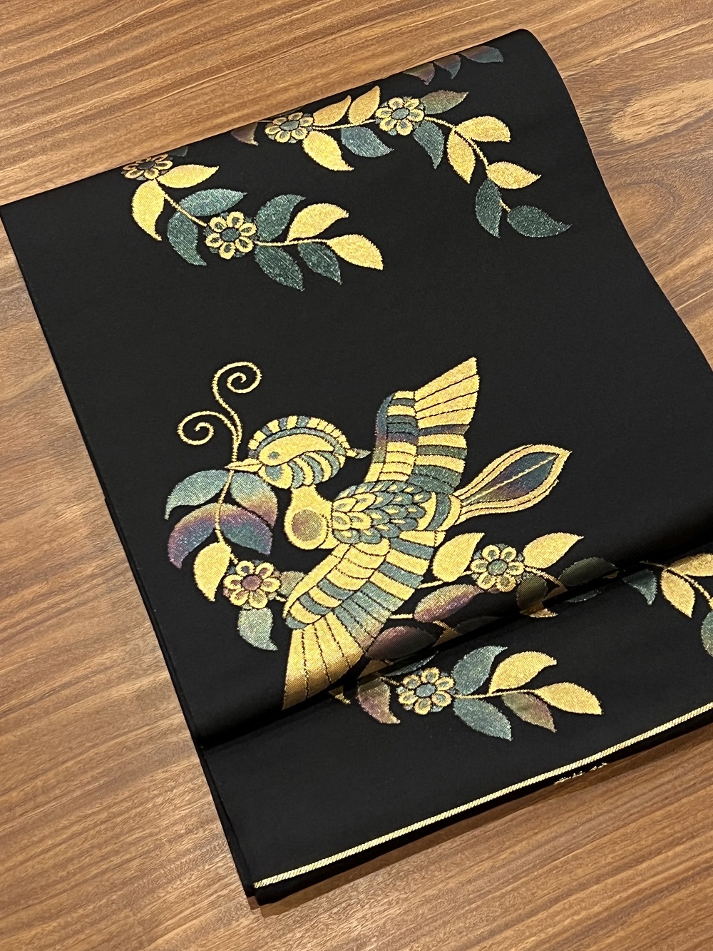 漆箔 錦織 本袋帯 ”花喰い鳥” 全通：高級呉服の藤和